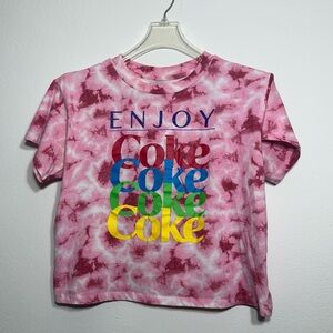 Vintage Coca Cola Pink/Red Tie-Dye Crop T-Shirt Size Medium